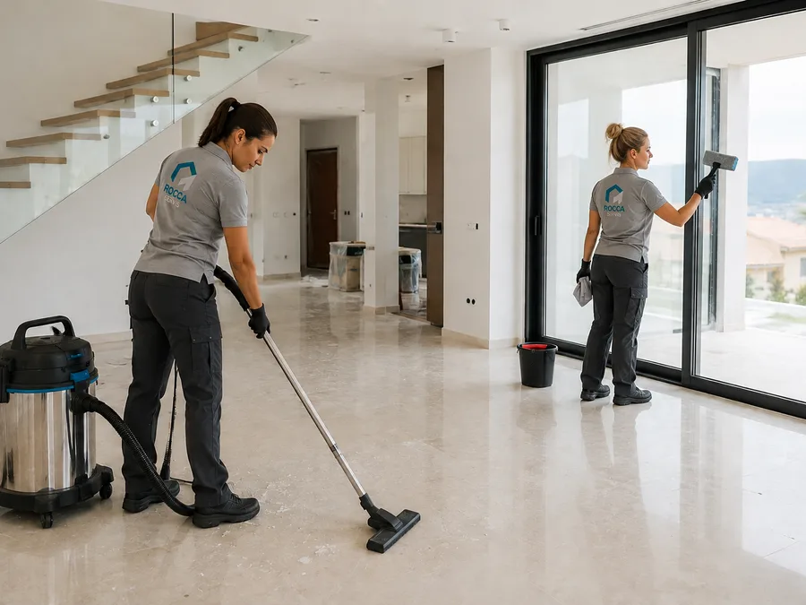 Equipo de ROCCA SERVIS limpiando una vivienda tras una reforma